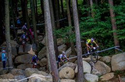 選手が滝の水のように下りてくる「浄蓮の滝」