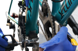 チェーンリングの汚れを浮かす