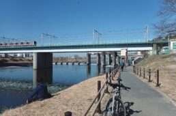 東急東横線・目黒線の鉄橋と取水堰