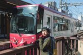 都電 サボ　三輪橋－東京駅　三輪車庫－東京駅 東京さくらトラム（都電荒川線）が折り返す三ノ輪橋停留場。隣接