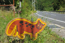 ヤマネコ注意喚起看板