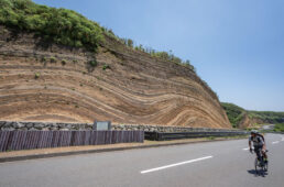 大島西岸の地層切断面