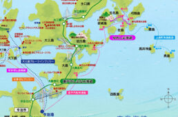 今治港と島々を結ぶ定期航路図