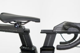 ポジションはハンドルの前後位置と高さ、サドルの前後位置と高さを調整する。調整方向にメジャーが付いているが、「最も小さいサイズからどのぐらい動かしたか」しか分からないので、最初のポジション出しはやや苦労する