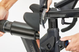 サドルの後退幅やサドルの高さなどを調整する際は、本体のメジャーの数字を実際のバイクの寸法と合わせて調整すればよい。例えばサドル高を70cmにしたければ、サドルの高さ調整用のメジャーを70cmのところに合わせればいい。実際のバイクの数字をそのまま利用できるのは便利だ