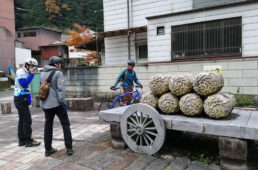 牛車で運ばれていた貨物の再現