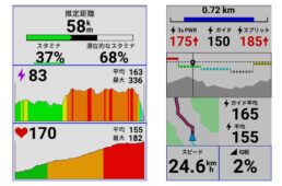 ガーミンのリアルタイムスタミナとパワーガイド画面