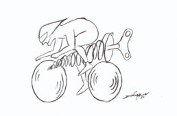 自転車のフレーム＝バネというイラスト