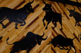 バッファローのシルエットが描かれた壁