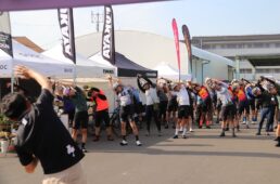 ライド前にストレッチ