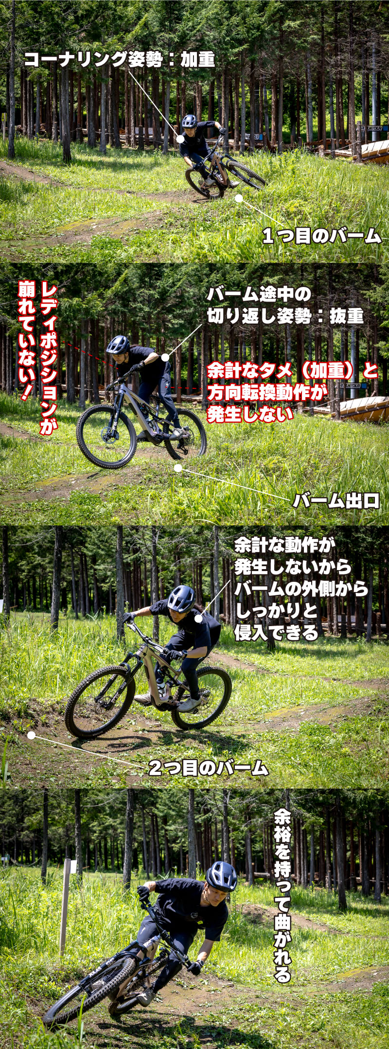 連続するバームをうまく抜重して曲がっている事例