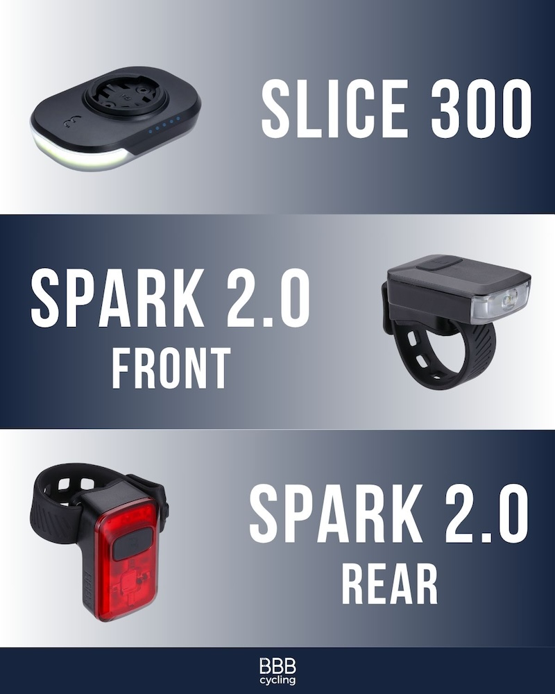 BBBの新型前後ライト「スライス300／スパーク2.0」発売