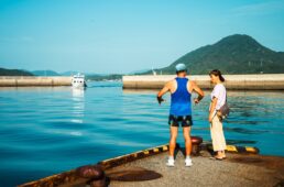 乗船受付の方と