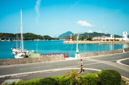 ヨットを眺めながら出勤