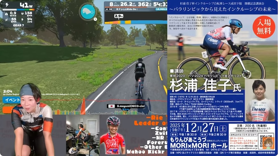 Zwift 杉浦佳子インクルーシブ・グループライド