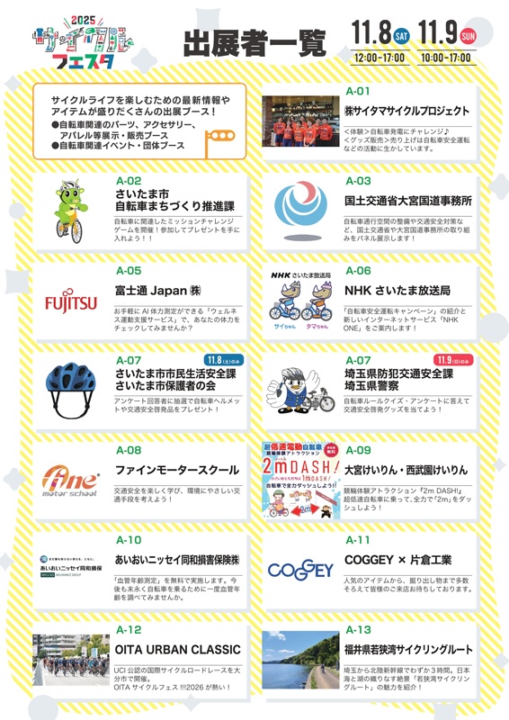 2025サイクルフェスタ出展者一覧
