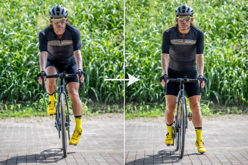 外す足のペダル位置が6時（下死点）