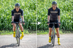 外す足のペダル位置が9時（ペダルが左右で水平）