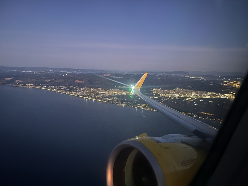 飛行機から見るバルセロナの夜景